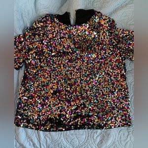 EUC SHEIN BAE Keyhole Back Sequin Top